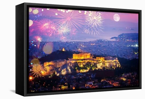 Cityscape of Athens at Night, Greece-neirfy-Framed Stretched Canvas
