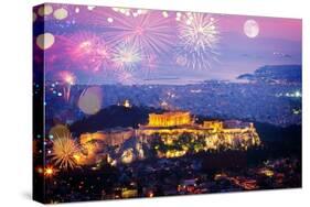 Cityscape of Athens at Night, Greece-neirfy-Stretched Canvas