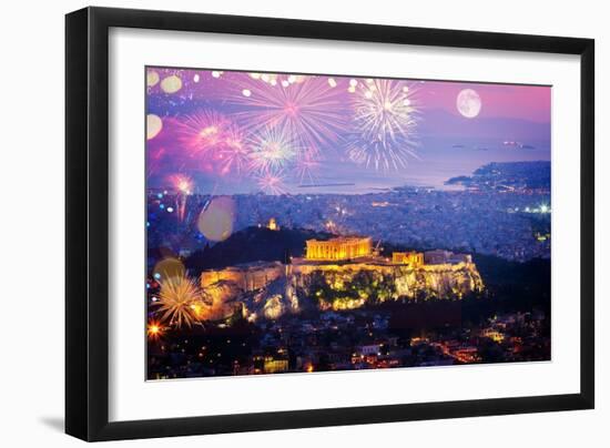 Cityscape of Athens at Night, Greece-neirfy-Framed Photographic Print