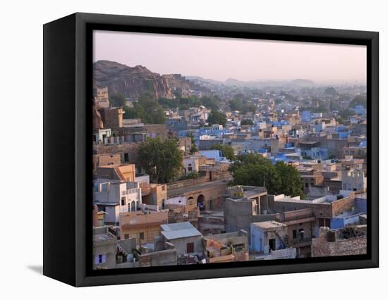 Cityscape of Blue Houses in the Blue City, Jodphur, Rajasthan, India-Keren Su-Framed Stretched Canvas