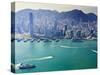 Cityscape of Central, Hong Kong's Main Financial District, Hong Kong Island, and Victoria Harbour, -Amanda Hall-Stretched Canvas