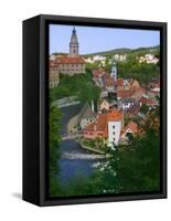 Cityscape of Cesky Krumlov, Vltava River, Czech Republic-Keren Su-Framed Stretched Canvas