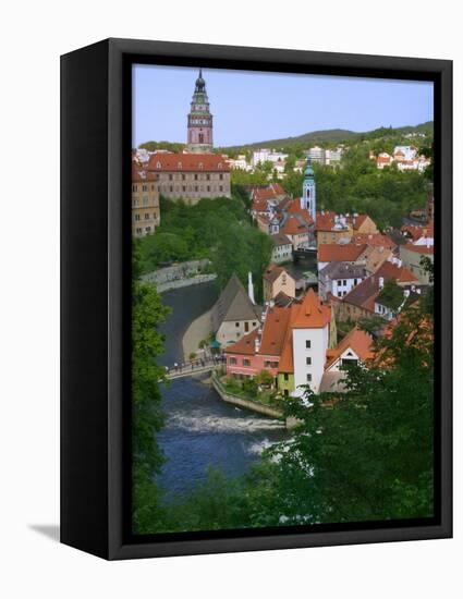 Cityscape of Cesky Krumlov, Vltava River, Czech Republic-Keren Su-Framed Stretched Canvas