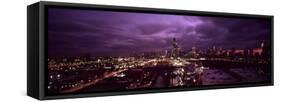 Cityscape of Chicago City at dusk, Chicago, Illinois, USA-Panoramic Images-Framed Stretched Canvas