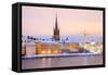 Cityscape of Gamla Stan Old Town Stockholm City at Dusk Sweden-vichie81-Framed Stretched Canvas