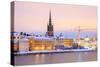 Cityscape of Gamla Stan Old Town Stockholm City at Dusk Sweden-vichie81-Stretched Canvas