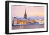 Cityscape of Gamla Stan Old Town Stockholm City at Dusk Sweden-vichie81-Framed Photographic Print