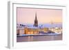 Cityscape of Gamla Stan Old Town Stockholm City at Dusk Sweden-vichie81-Framed Photographic Print