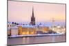 Cityscape of Gamla Stan Old Town Stockholm City at Dusk Sweden-vichie81-Mounted Photographic Print