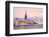 Cityscape of Gamla Stan Old Town Stockholm City at Dusk Sweden-vichie81-Framed Photographic Print