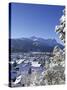 Cityscape of Garmisch-Partenkirchen, Werdenfelser Land, Bavaria, Germany-Katja Kreder-Stretched Canvas