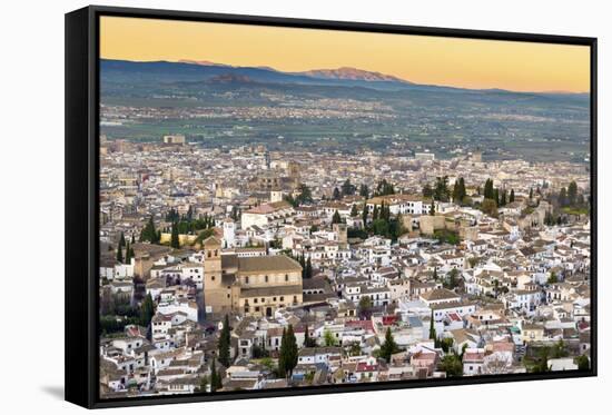 Cityscape of Granada Including the Iglesia Del Salvador, Granada, Andalucia, Spain-Chris Hepburn-Framed Stretched Canvas