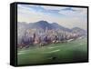 Cityscape of Hong Kong Island and Victoria Harbour, Hong Kong, China, Asia-Amanda Hall-Framed Stretched Canvas