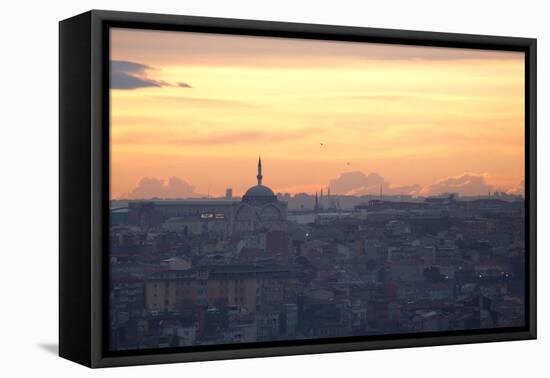 Cityscape of Istanbul at Sunset-Alex Saberi-Framed Stretched Canvas