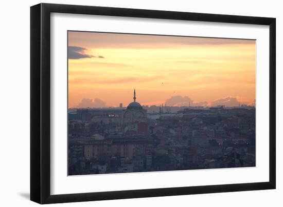 Cityscape of Istanbul at Sunset-Alex Saberi-Framed Premium Photographic Print