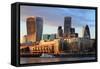 Cityscape of London at Night, United Kingdom, Uk-aslysun-Framed Stretched Canvas