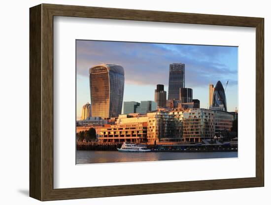 Cityscape of London at Night, United Kingdom, Uk-aslysun-Framed Photographic Print