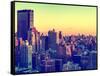 Cityscape of Manhattan in Winter at Sunset-Philippe Hugonnard-Framed Stretched Canvas