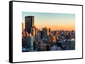 Cityscape of Manhattan in Winter at Sunset-Philippe Hugonnard-Framed Stretched Canvas