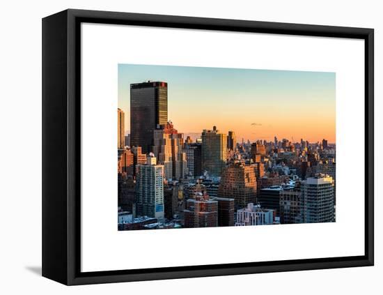 Cityscape of Manhattan in Winter at Sunset-Philippe Hugonnard-Framed Stretched Canvas