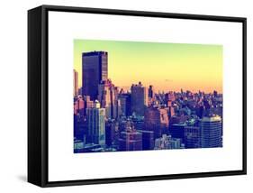 Cityscape of Manhattan in Winter at Sunset-Philippe Hugonnard-Framed Stretched Canvas