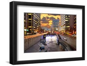 Cityscape of Seoul, South Korea at Cheonggyecheon Stream.-SeanPavonePhoto-Framed Photographic Print