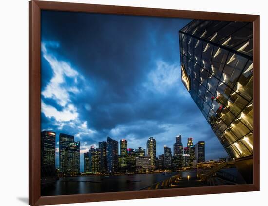 Cityscape of Singapore at night-Ferry Tan-Framed Photo