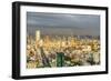 Cityscape of Tokyo at sunset with a rainbow as viewed from Shibuya Scramble Square in Japan-Sheila Haddad-Framed Photographic Print