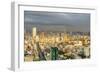 Cityscape of Tokyo at sunset with a rainbow as viewed from Shibuya Scramble Square in Japan-Sheila Haddad-Framed Photographic Print