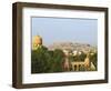 Cityscape of Traditional Architecture, Jasailmer Fort in the Distance, Jaisalmer, Rajasthan, India-Keren Su-Framed Photographic Print