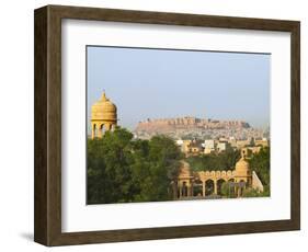 Cityscape of Traditional Architecture, Jasailmer Fort in the Distance, Jaisalmer, Rajasthan, India-Keren Su-Framed Photographic Print