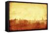 Cityscape of Vilnius at Sunset.Grunge and Retro Style.-Elenamiv-Framed Stretched Canvas