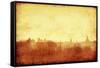 Cityscape of Vilnius at Sunset.Grunge and Retro Style.-Elenamiv-Framed Stretched Canvas
