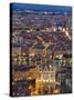 Cityscape, River Saone and Cathedral St. Jean at Night, Lyons (Lyon), Rhone, France, Europe-Charles Bowman-Stretched Canvas