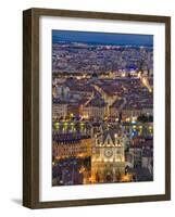 Cityscape, River Saone and Cathedral St. Jean at Night, Lyons (Lyon), Rhone, France, Europe-Charles Bowman-Framed Photographic Print