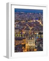 Cityscape, River Saone and Cathedral St. Jean at Night, Lyons (Lyon), Rhone, France, Europe-Charles Bowman-Framed Photographic Print