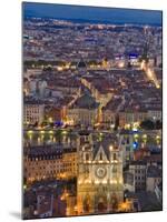 Cityscape, River Saone and Cathedral St. Jean at Night, Lyons (Lyon), Rhone, France, Europe-Charles Bowman-Mounted Photographic Print