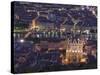 Cityscape, River Saone and Cathedral St. Jean at Night, Lyons (Lyon), Rhone, France, Europe-Charles Bowman-Stretched Canvas