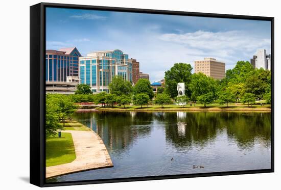 Cityscape Scene of Downtown Huntsville Alabama from Big Spring Park-Rob Hainer-Framed Stretched Canvas