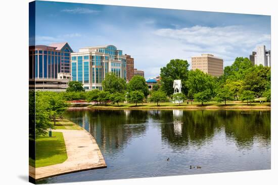 Cityscape Scene of Downtown Huntsville Alabama from Big Spring Park-Rob Hainer-Stretched Canvas