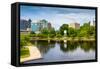 Cityscape Scene of Downtown Huntsville Alabama from Big Spring Park-Rob Hainer-Framed Stretched Canvas
