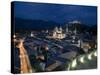 Cityscape Showing Schloss Hohensalzburg, Dusk, Saltzburg, Austria-Charles Bowman-Stretched Canvas