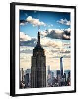 Cityscape Skyscraper, Empire State Building and One World Trade Center, Manhattan, NYC, Vintage-Philippe Hugonnard-Framed Premium Photographic Print