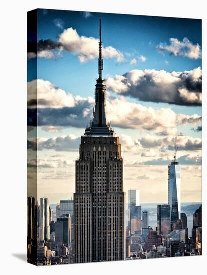 Cityscape Skyscraper, Empire State Building and One World Trade Center, Manhattan, NYC, Vintage-Philippe Hugonnard-Stretched Canvas