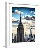 Cityscape Skyscraper, Empire State Building and One World Trade Center, Manhattan, NYC, Vintage-Philippe Hugonnard-Framed Photographic Print