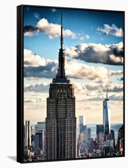 Cityscape Skyscraper, Empire State Building and One World Trade Center, Manhattan, NYC, Vintage-Philippe Hugonnard-Framed Stretched Canvas