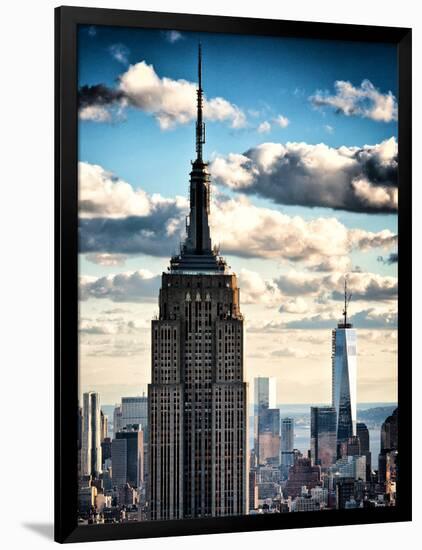 Cityscape Skyscraper, Empire State Building and One World Trade Center, Manhattan, NYC, Vintage-Philippe Hugonnard-Framed Photographic Print