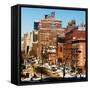 Cityscape Snowy Winter in West Village with Yellow Taxi-Philippe Hugonnard-Framed Stretched Canvas