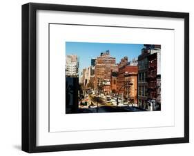 Cityscape Snowy Winter in West Village with Yellow Taxi-Philippe Hugonnard-Framed Art Print