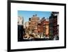 Cityscape Snowy Winter in West Village with Yellow Taxi-Philippe Hugonnard-Framed Art Print